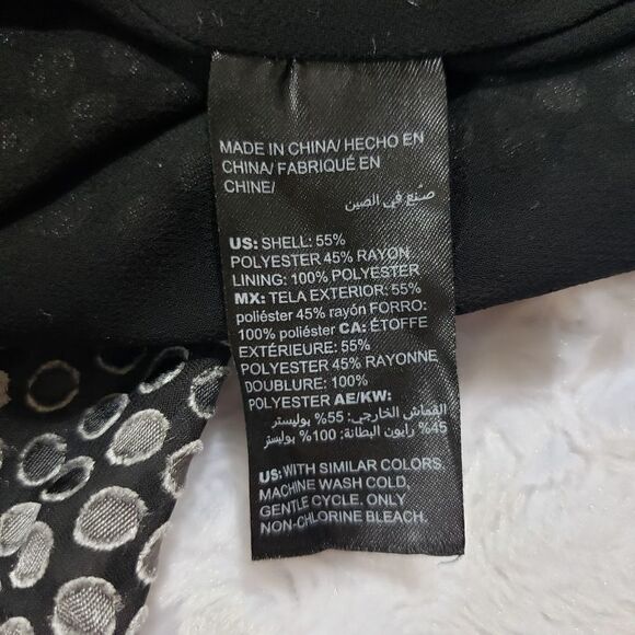 White House Black Market off the shoulder grey polka dot blouse with elastic wai - Picture 8 of 8